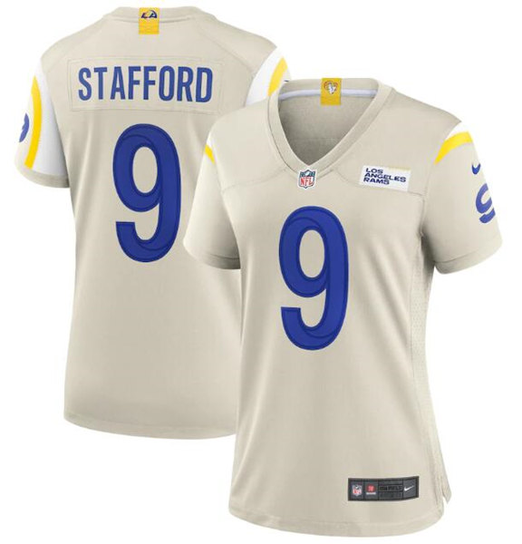 Women's Los Angeles Rams #9 Matthew Stafford Bone Vapor Untouchable Limited Stitched Jersey(Run Small) - Click Image to Close